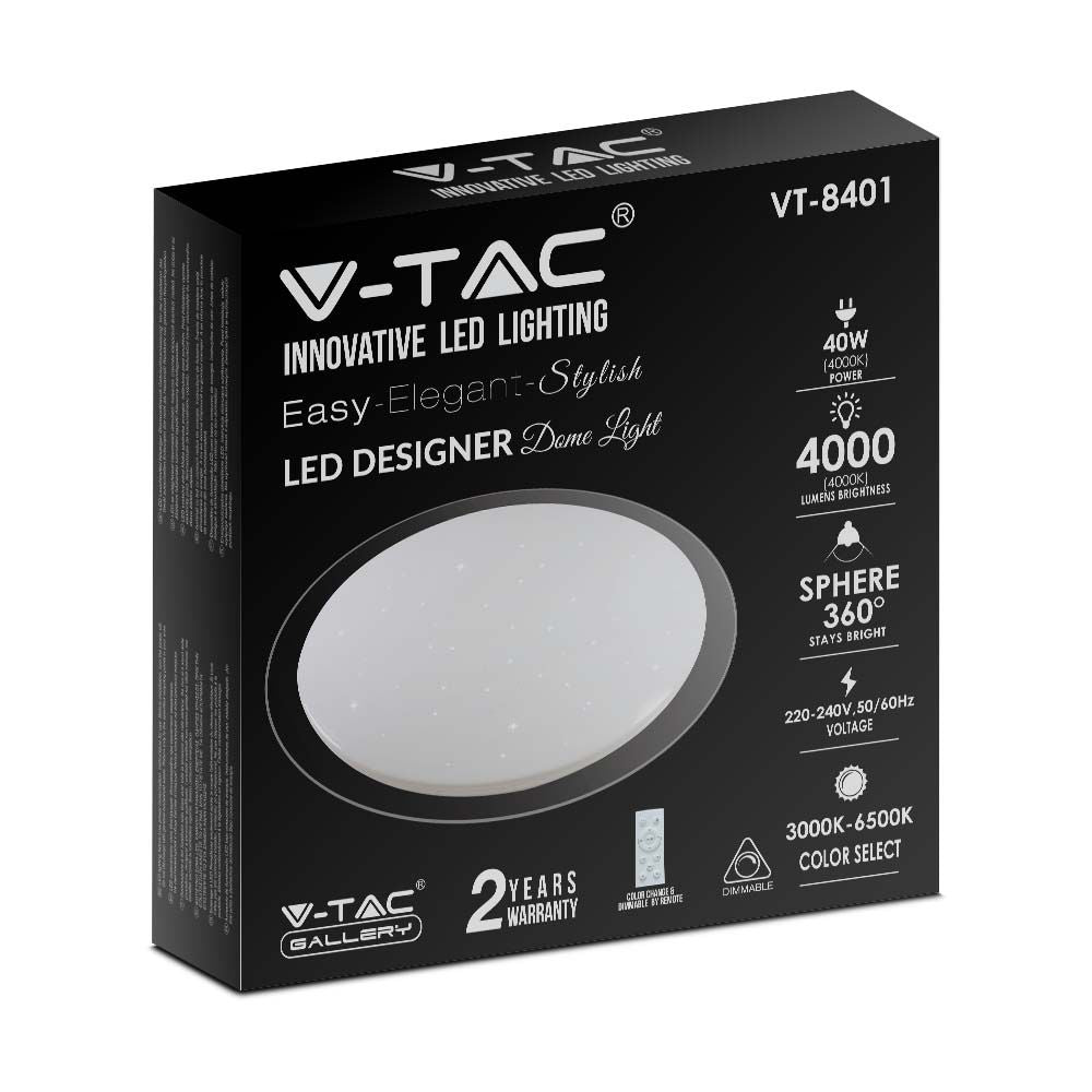 20W/40W/20W Dekoracyjny plafon LED / Barwa: 3w1 / Ściemniany / Klosz z efektem gwiazdki