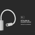 3W Hotelowa lampa Ścienna LED) / Barwa: 3000K / Kolor: Biały