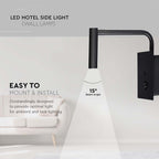 3W Kinkiet hotelowy LED z włącznikiem i gniazdem USB / Barwa:3000K / Czarny
