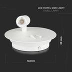 LED 3W+SMD 6W Hotelowa lampa ścienna LED / Barwa: 3000K / Kolor: Biały