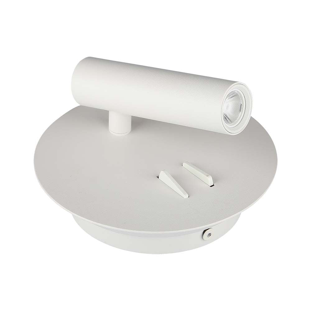 LED 3W+SMD 6W Hotelowa lampa ścienna LED / Barwa: 3000K / Kolor: Biały