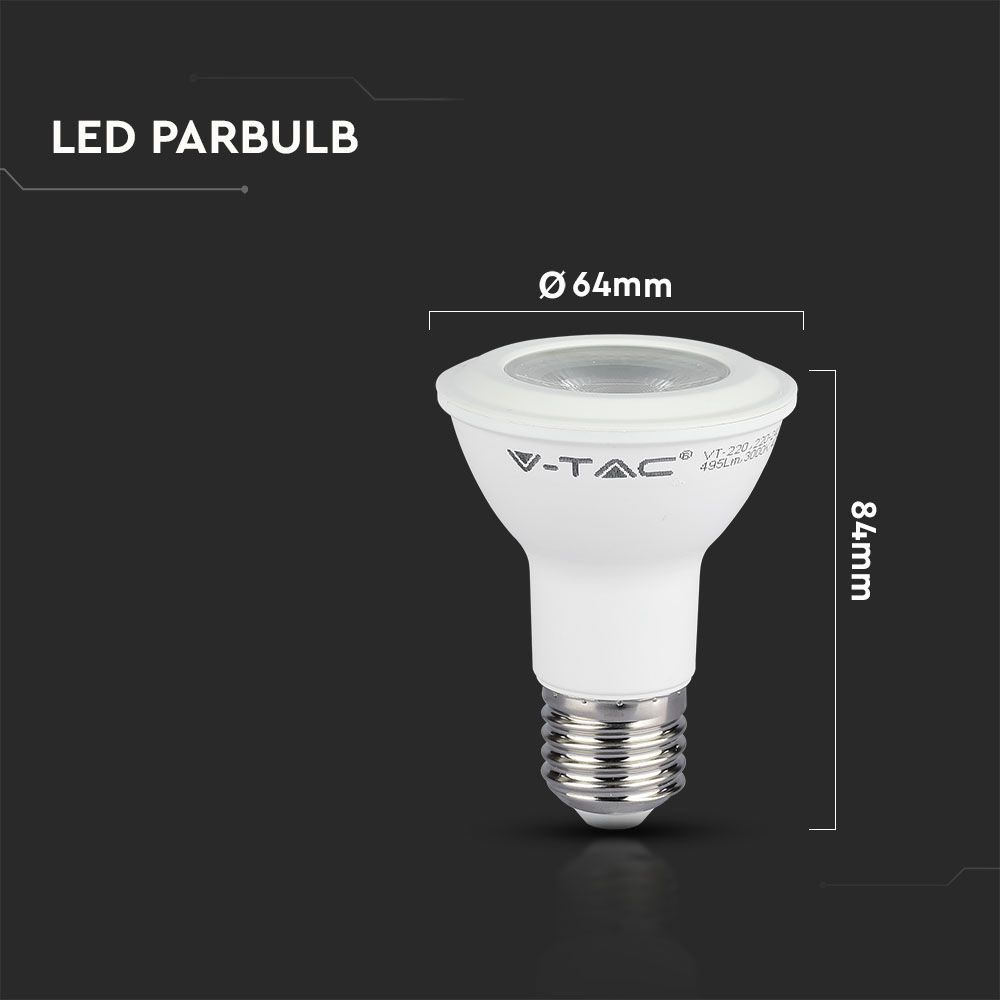 5.8W PAR 20 Żarówka LED / Chip SAMSUNG / Barwa:6400K / Trzonek:E27