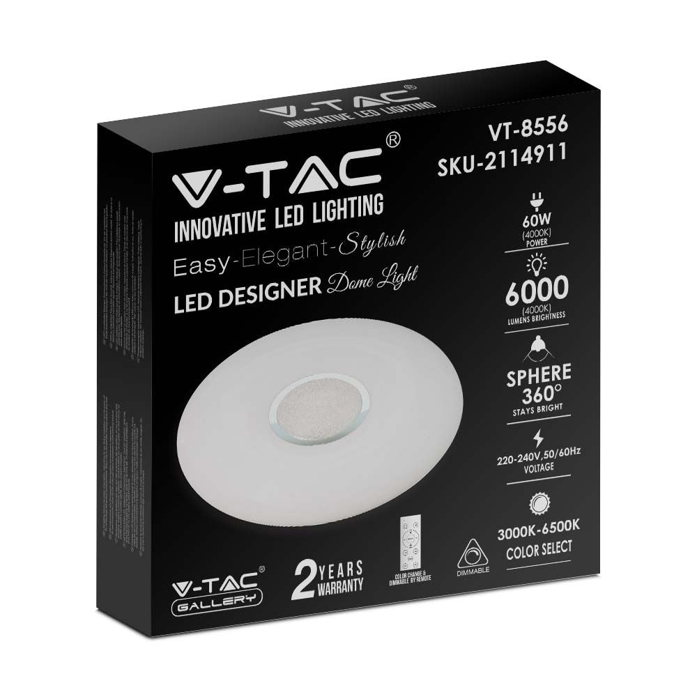 30W/60W/30W Dekoracyjny plafon LED / Barwa: 3w1 / Ściemniany / Klosz z efektem diamentu