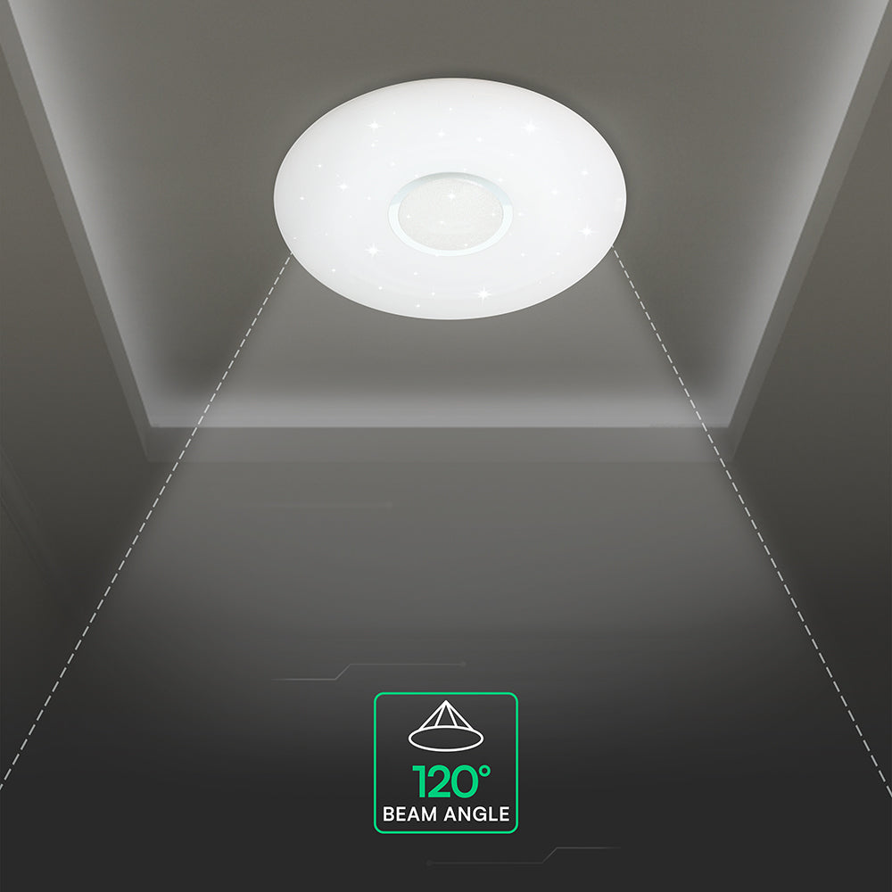 30W/60W/30W Dekoracyjny plafon LED / Barwa: 3w1 / Ściemniany / Klosz z efektem diamentu