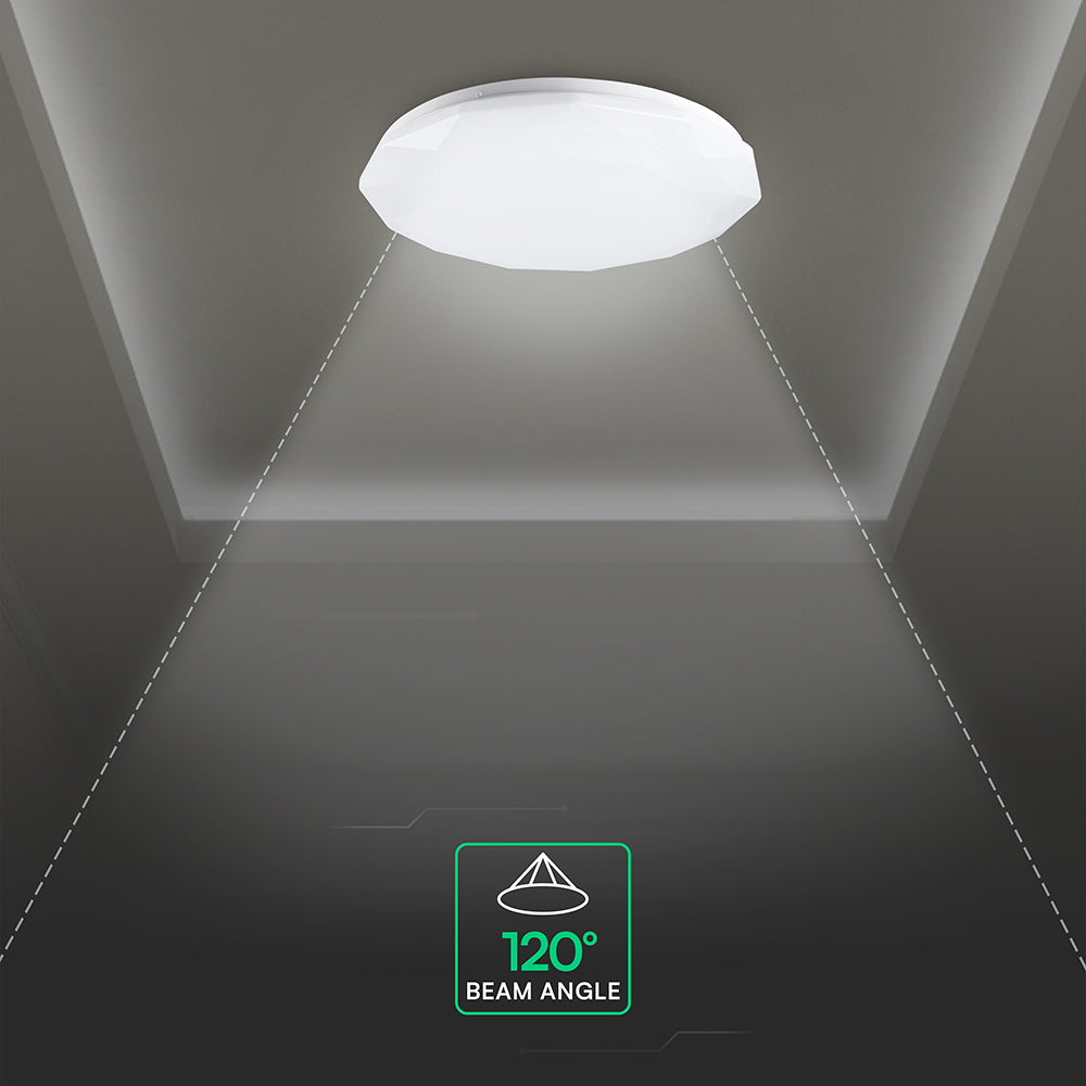 30W/60W/30W Dekoracyjny plafon LED / Barwa: 3w1 / Ściemniany / Klosz z efektem diamentu