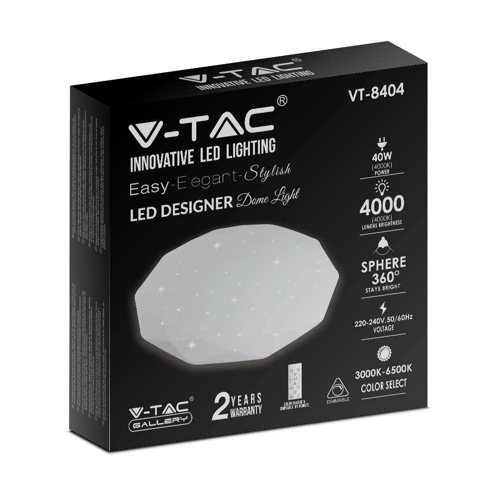 20W/40W/20W Dekoracyjny plafon LED / Barwa: 3w1 / Ściemniany / Klosz z efektem diamentu