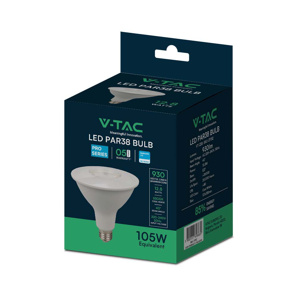 12.8W PAR 38 Żarówka LED / Chip SAMSUNG / Barwa:6400K / Trzonek:E27