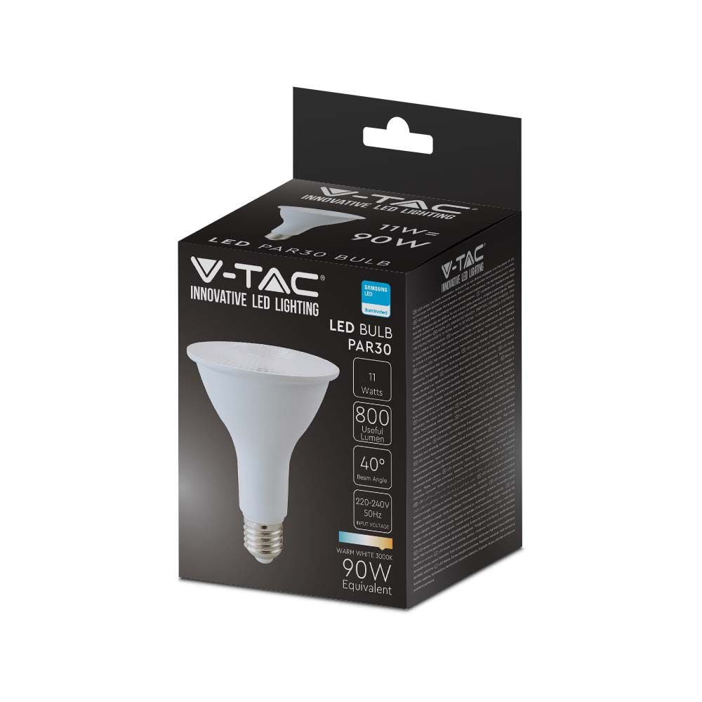 11W PAR 30 Żarówka LED / Chip SAMSUNG / Barwa:3000K / Trzonek:E27