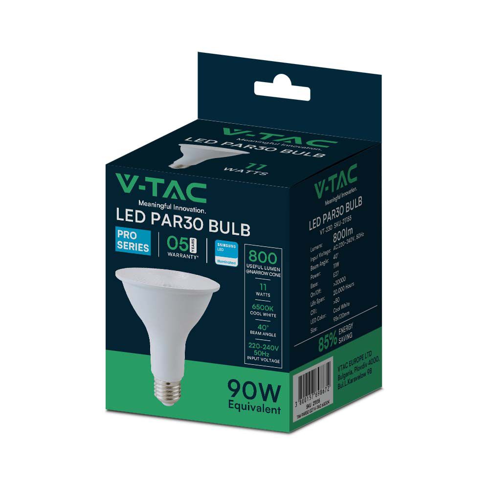 11W PAR 30 Żarówka LED / Chip SAMSUNG / Barwa:4000K / Trzonek:E27