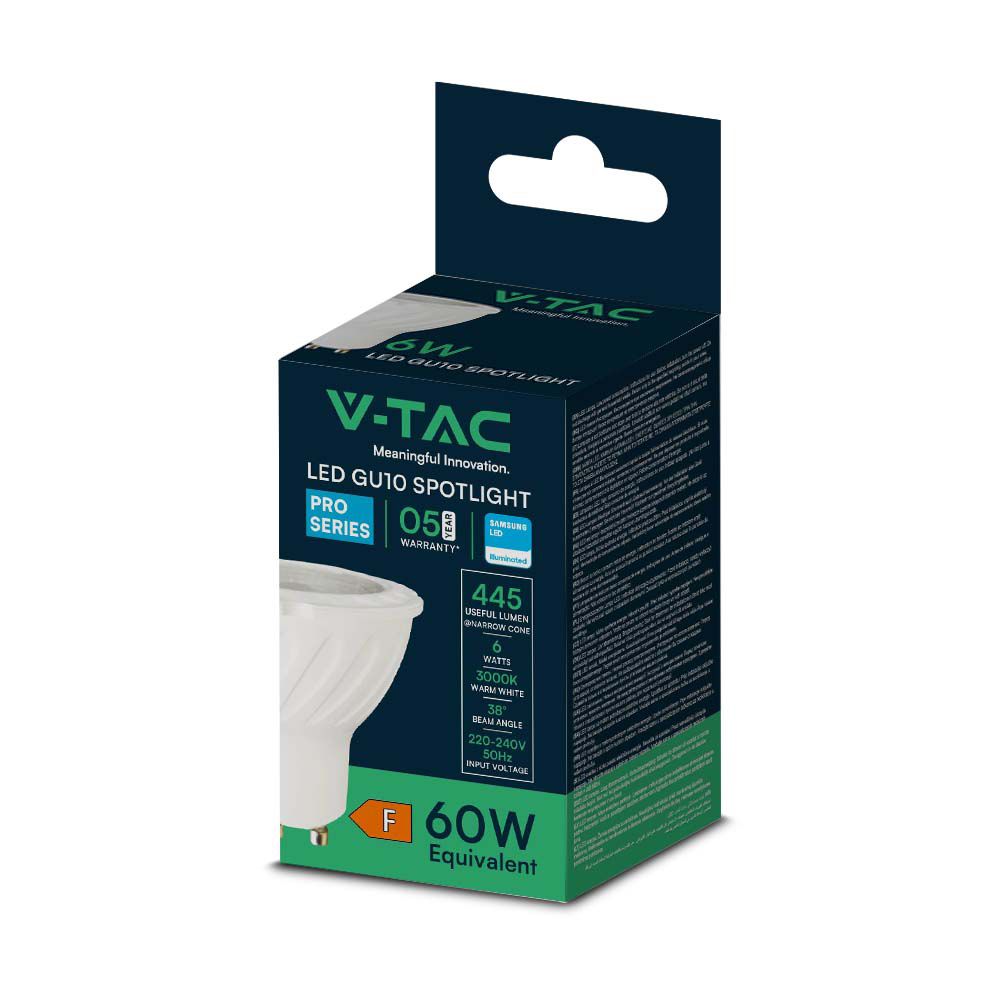 6W GU10 Żarówka LED / Chip SAMSUNG / Barwa:3000K / Trzonek:GU10
