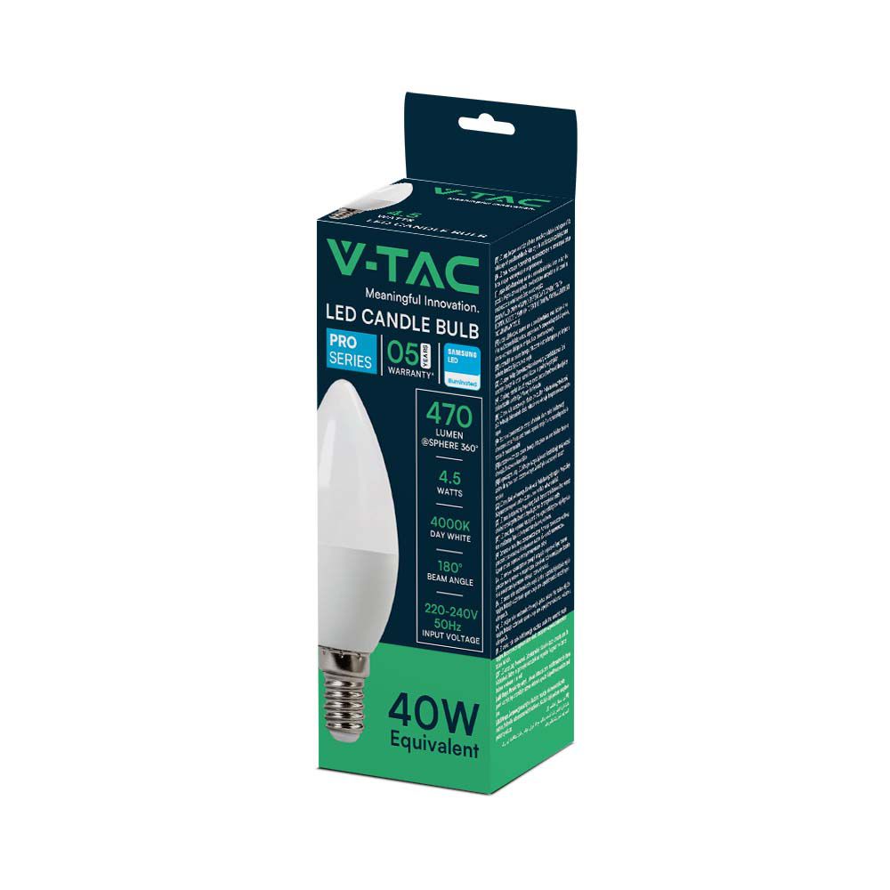 4.5W C37 Żarówka LED / Chip SAMSUNG / Barwa:6500K / Trzonek:E14