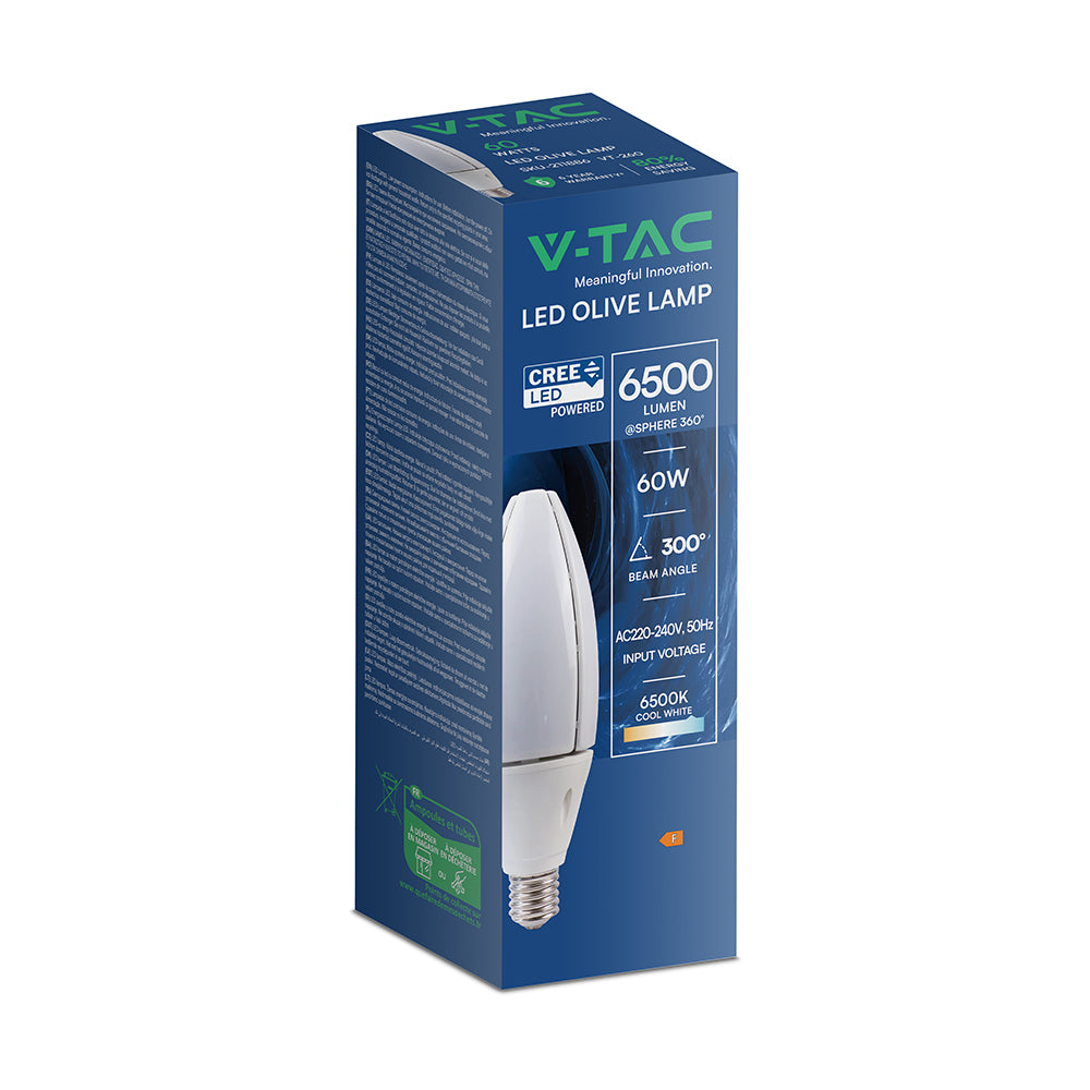 60W Uliczna Żarówka LED / Chip CREE / Barwa:6500K / Trzonek:E40 / 6 Lat gwarancji