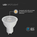 6W GU10 Żarówka LED / Chip SAMSUNG / Barwa:3000K / Kąt 38' / Trzonek:GU10