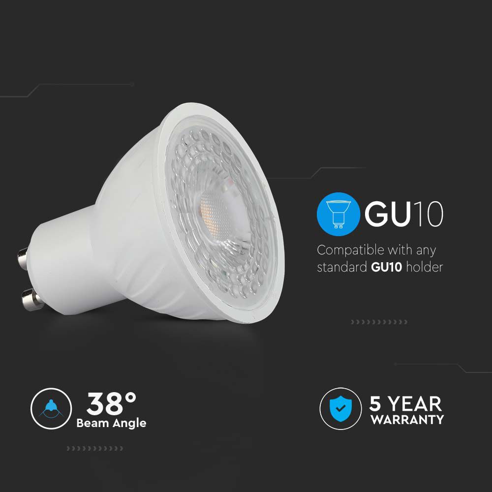 6W GU10 Żarówka LED / Chip SAMSUNG / Barwa:3000K / Kąt 38' / Trzonek:GU10