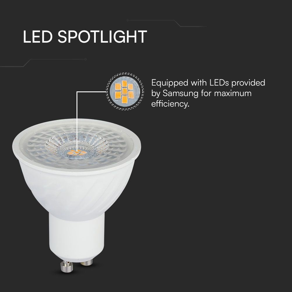 6W GU10 Żarówka LED / Chip SAMSUNG / Barwa:6500K / Kąt 38'D / Trzonek:GU10
