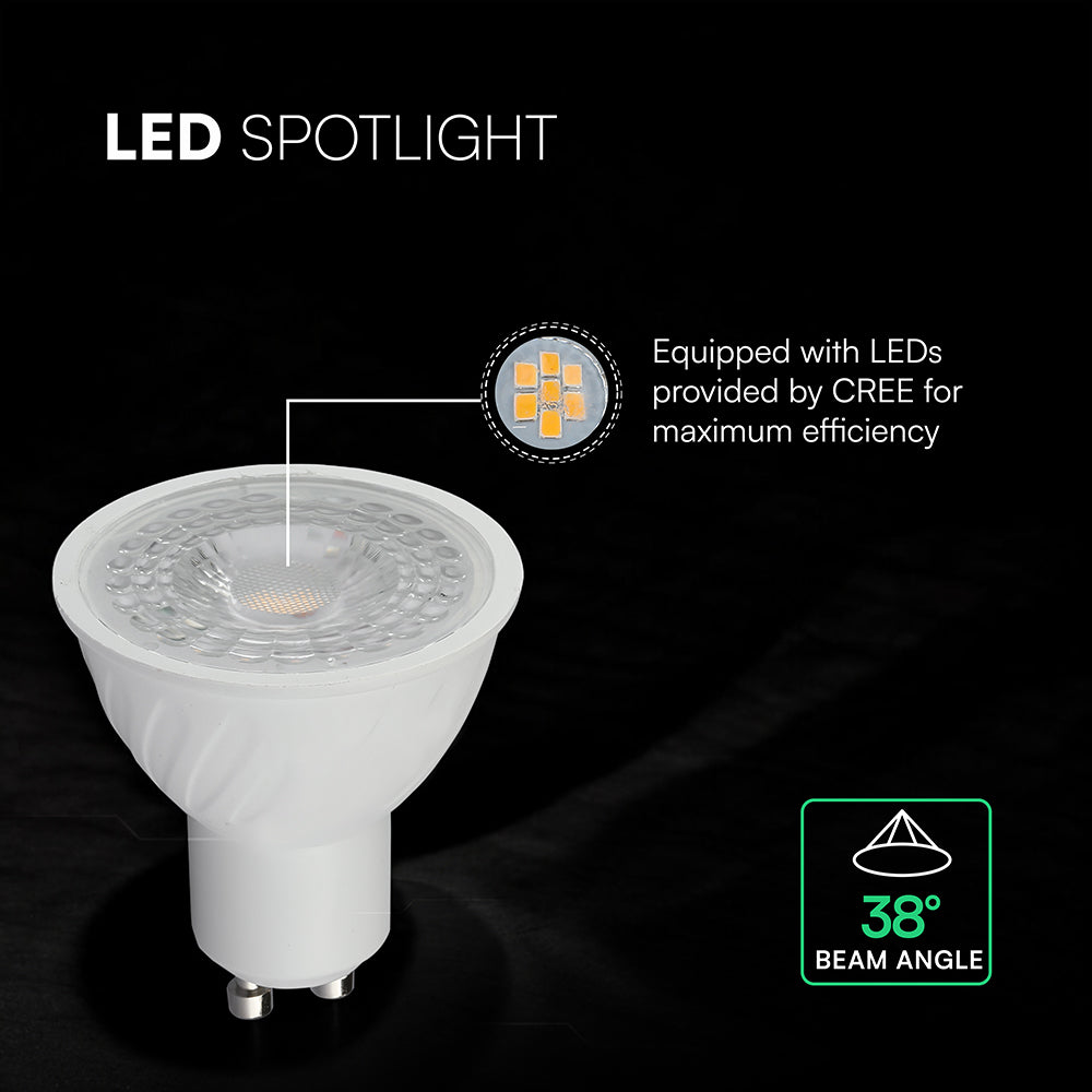 6W GU10 Żarówka LED / Chip CREE / Barwa:6500K / Kąt 38' / Trzonek:GU10 / 6 Lat gwarancji