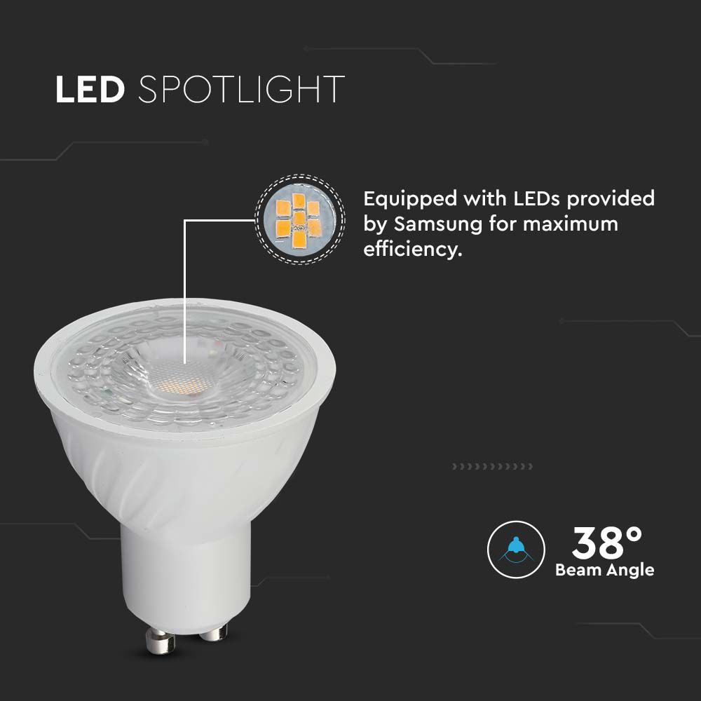 6W GU10 Żarówka LED / Chip SAMSUNG / Barwa:6500K / Kąt 110' / Trzonek:GU10