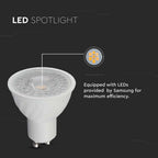 6W GU10 Żarówka LED / Chip SAMSUNG / Barwa:3000K / Kąt 38' / Ściemniana / Trzonek:GU10