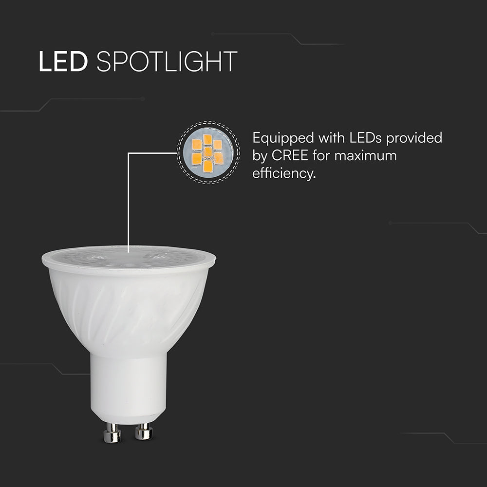 6W GU10 Żarówka LED / Chip CREE / Barwa:3000K / Kąt 38' / Ściemniana / Trzonek:GU10 / Gwarancja: 6lat