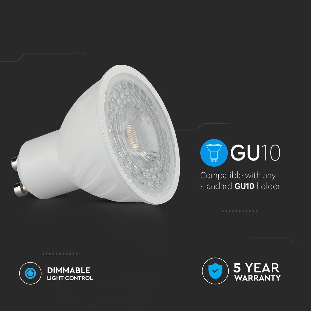6W GU10 Żarówka LED / Chip SAMSUNG / Barwa:4000K / Kąt 38' / Ściemniana / Trzonek:GU10