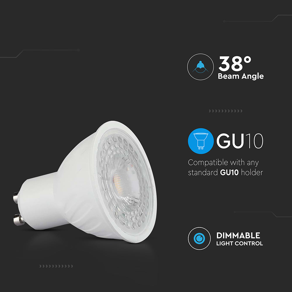 6W GU10 Żarówka LED / Barwa:6500K / Kąt 38' / Ściemniana / Trzonek:GU10