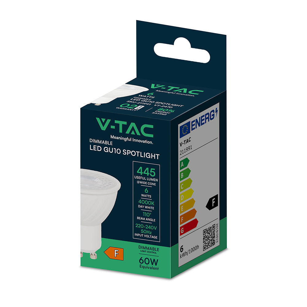 6W GU10 Żarówka LED / Barwa:3000K / Kąt 110' / Ściemniana / Trzonek:GU10