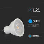 6W GU10 Żarówka LED / Barwa:3000K / Kąt 110' / Ściemniana / Trzonek:GU10