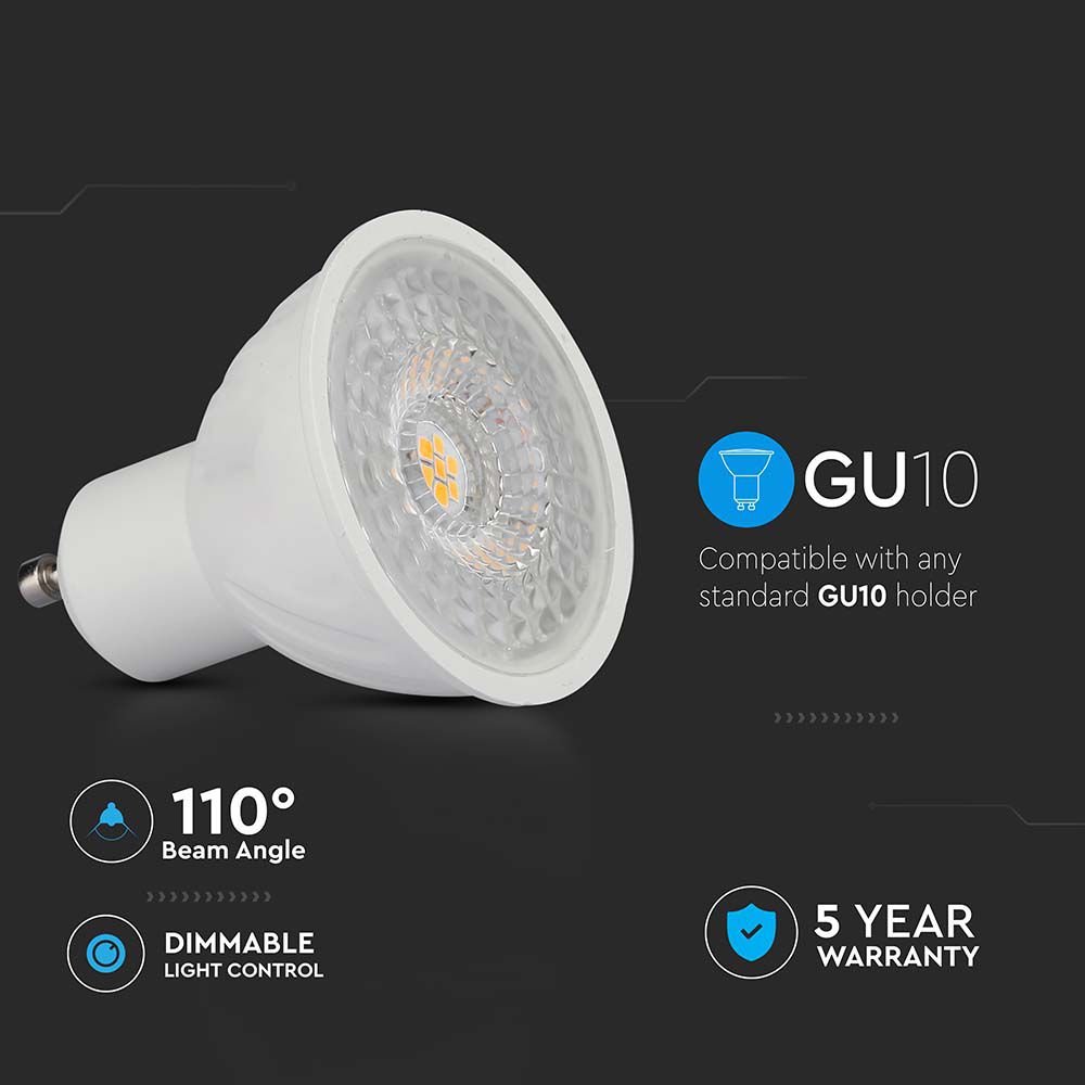 6W GU10 Żarówka LED / Chip SAMSUNG / Barwa:4000K / Kąt 110' / Ściemniana / Trzonek:GU10