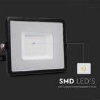 30W Naświetlacz LED SMD / Chip SAMSUNG / Przewód: 1m / Barwa:6500K / Obudowa: Czarna