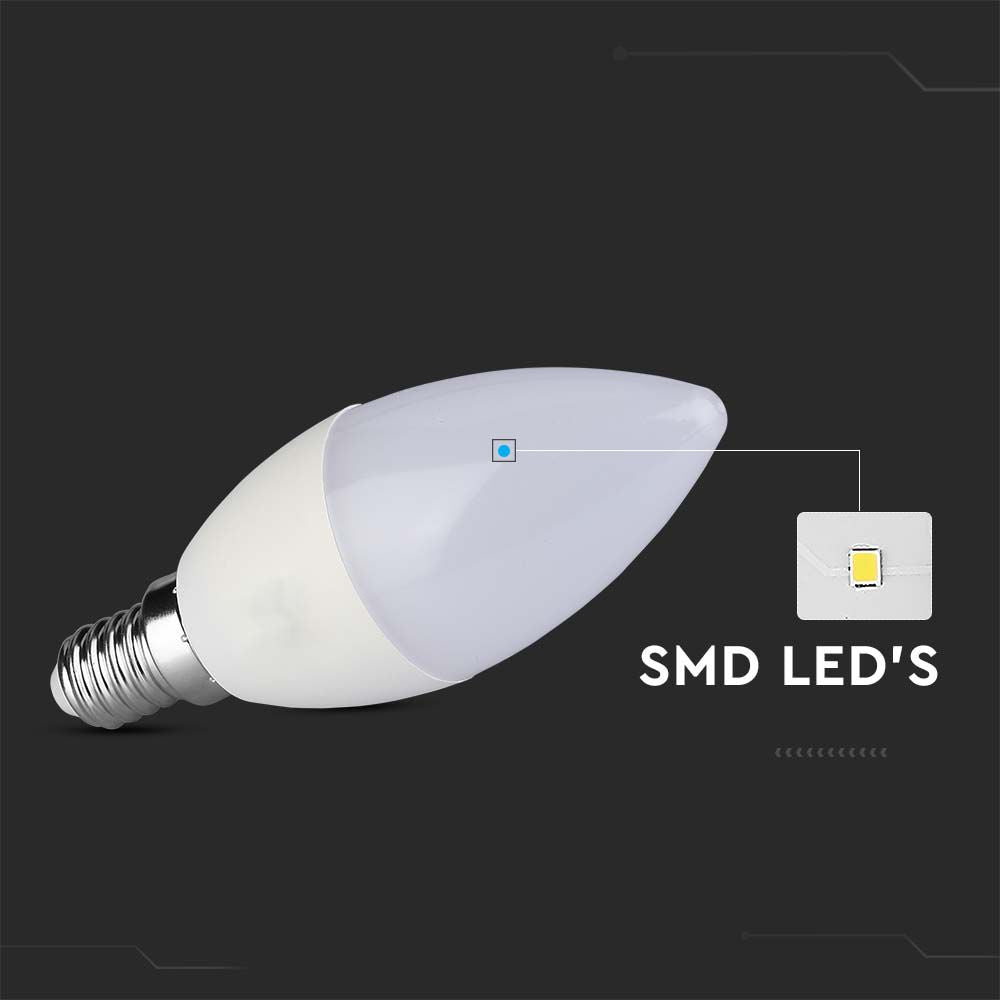 5.5W C35 Żarówka LED / Chip SAMSUNG / Ściemniana / Barwa:3000K / Trzonek:E14
