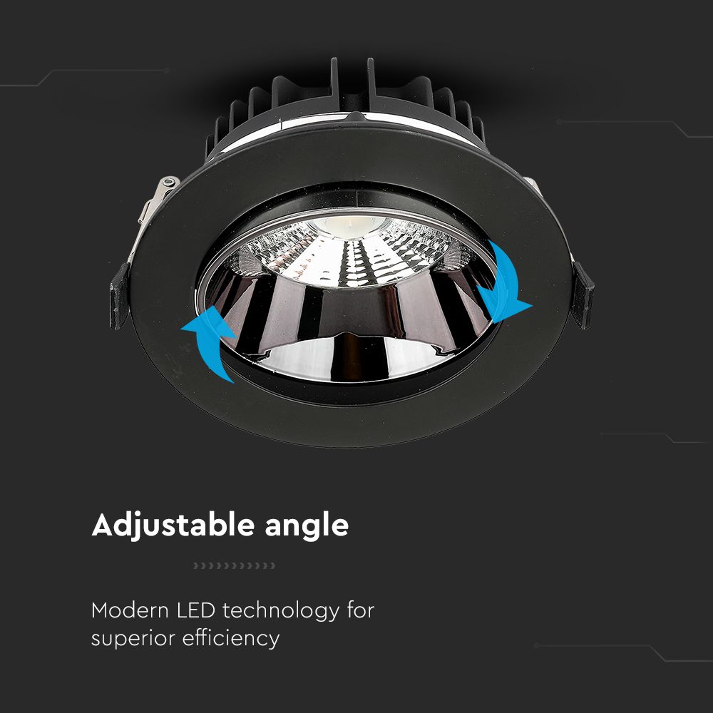 20W Reflektor COB Downlight / Chip SAMSUNG / Barwa:3000K / Obudowa: Czarna