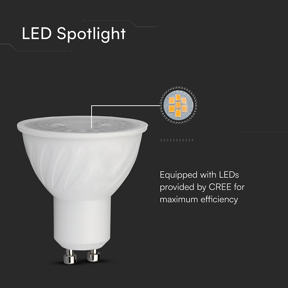 6W GU10 Żarówka LED / Chip CREE / Barwa:6500K / Kąt 110' / Ściemniana / Trzonek:GU10 / Gwarancja: 6lat