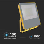 100W Naświetlacz LED SMD / Chip Samsung / Barwa:6500K / Obudowa: Żółty / Skuteczność 100lm/W / Wtyczka BG