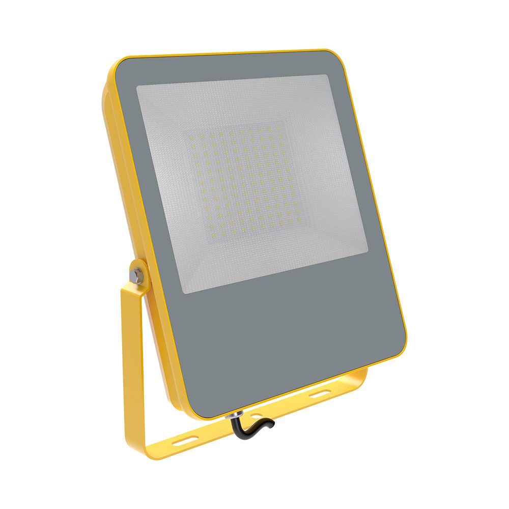 100W Naświetlacz LED SMD / Chip Samsung / Barwa:6500K / Obudowa: Żółty / Skuteczność 100lm/W / Wtyczka BG