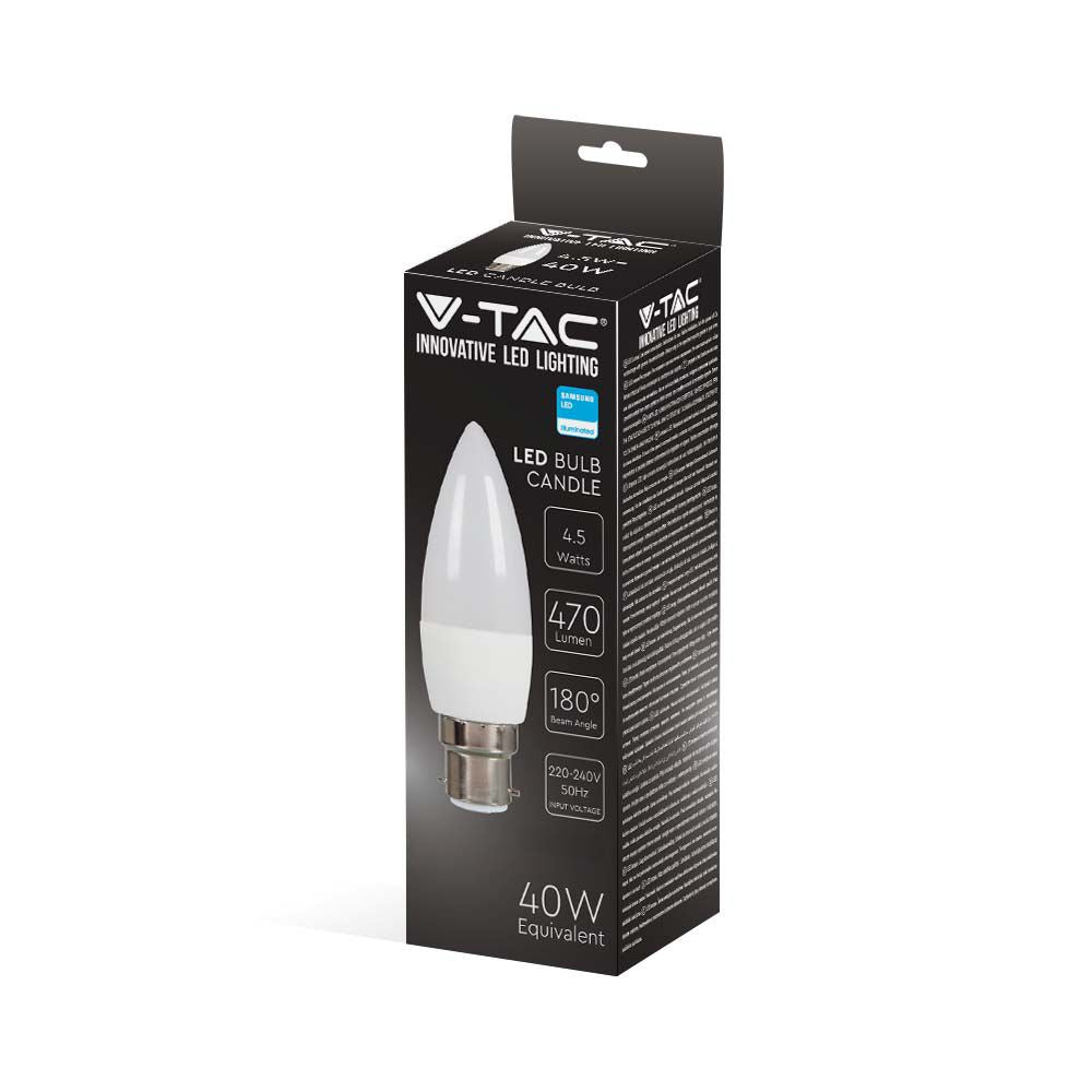 4.5W C35 Żarówka LED / Chip SAMSUNG / Barwa:6500K / Trzonek:B22