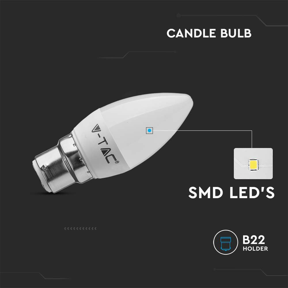 4.5W C35 Żarówka LED / Chip SAMSUNG / Barwa:6500K / Trzonek:B22