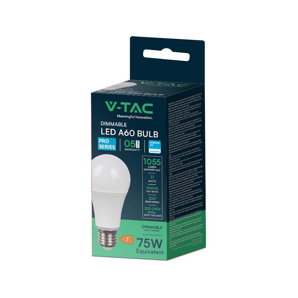 11W Żarówka LED A60 / Chip SAMSUNG / Barwa:4000K / Trzonek:E27 / ściemniana