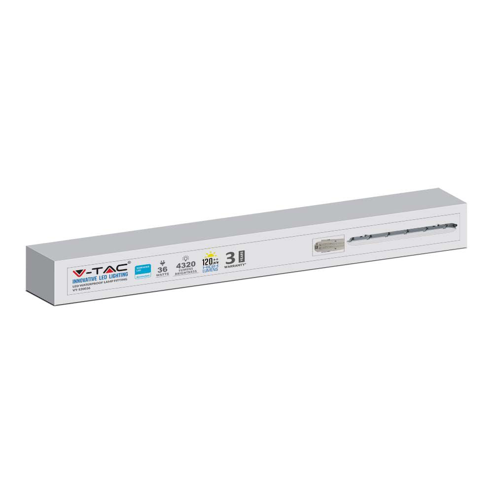 36W Lampa hermetyczna 120cm / Chip Samsung / Klosz Mleczny / Barwa:4000K