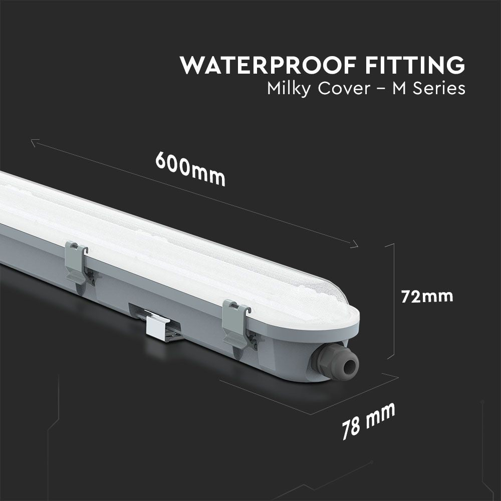 18W Lampa hermetyczna 60cm / Chip Samsung / Klosz Mleczny / Barwa:6500K