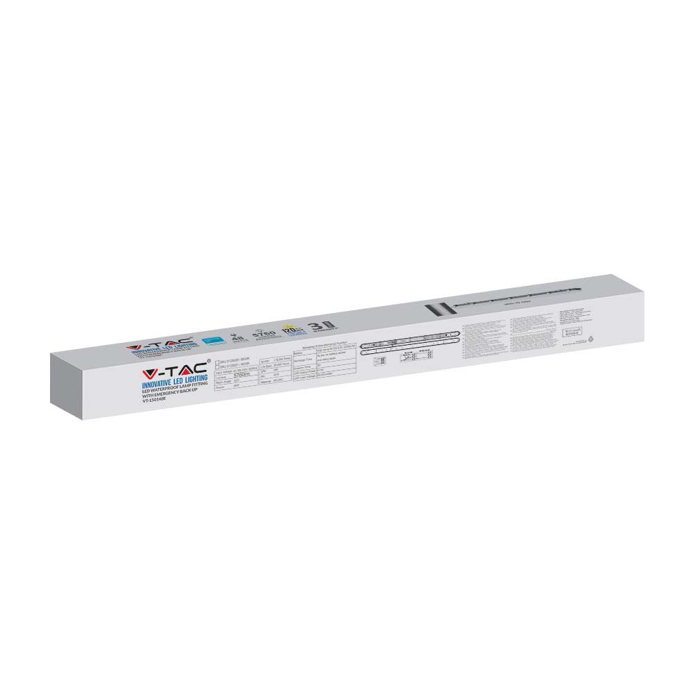 48W Lampa hermetyczna 150cm/ Chip Samsung / Moduł awaryjny 3H /Klosz Mleczny / Klipsy: stal nierdzewny / Barwa:4000K