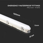 48W Lampa hermetyczna 150cm/ Chip Samsung / Moduł awaryjny 3H /Klosz Mleczny / Klipsy: stal nierdzewny / Barwa:6500K