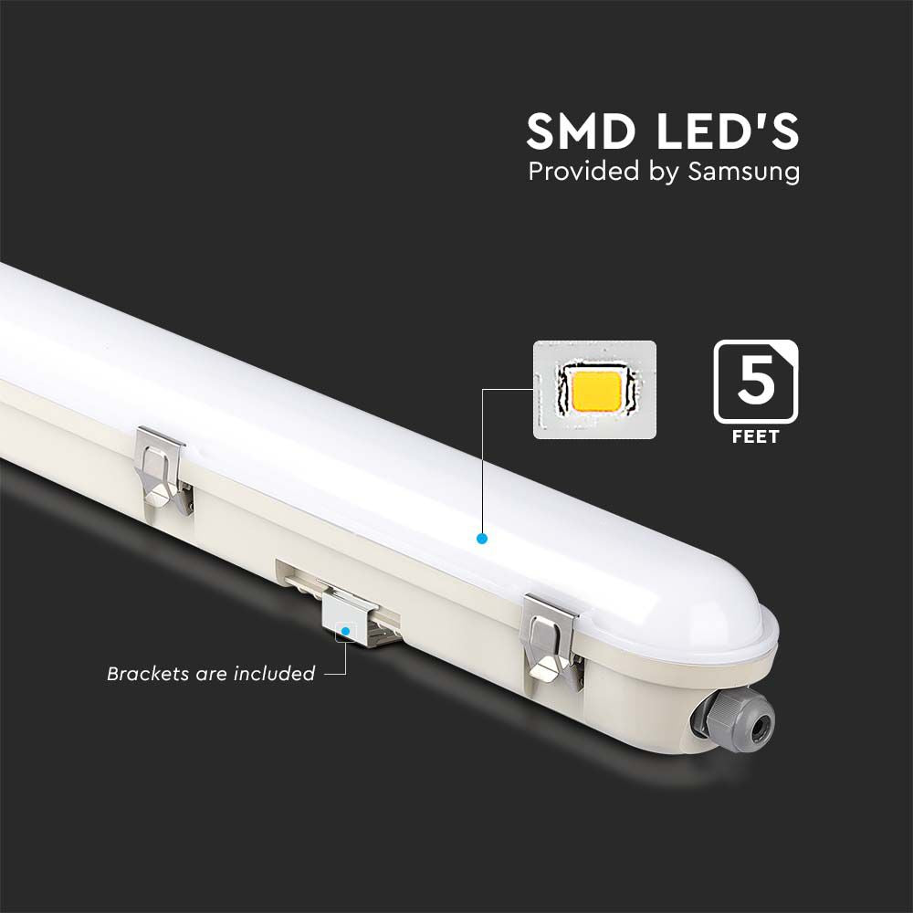 48W Lampa hermetyczna 150cm/ Chip Samsung / Moduł awaryjny 3H /Klosz Mleczny / Klipsy: stal nierdzewny / Barwa:4000K
