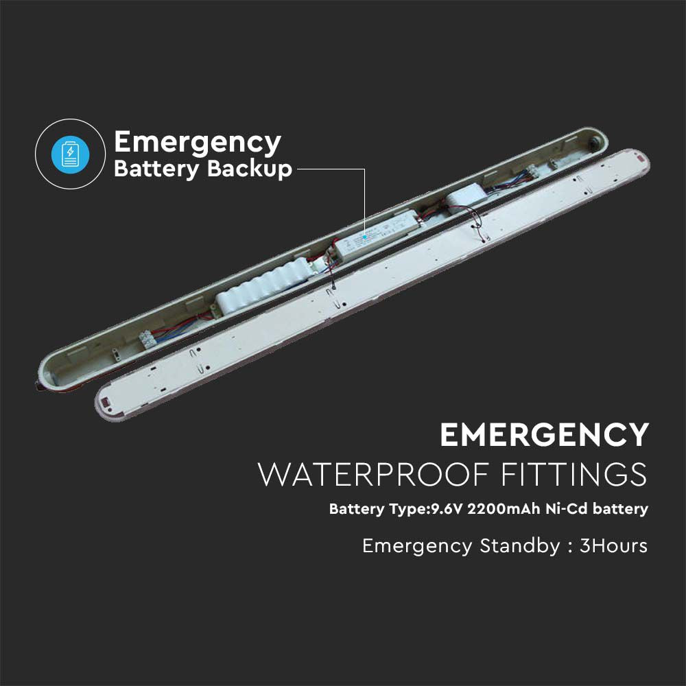 48W Lampa hermetyczna 150cm/ Chip Samsung / Moduł awaryjny 3H /Klosz Mleczny / Klipsy: stal nierdzewny / Barwa:4000K