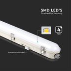 36W Lampa hermetyczna 120cm/ Chip Samsung / Moduł awaryjny 3H /Klosz Mleczny / Klipsy: stal nierdzewny / Barwa:4000K