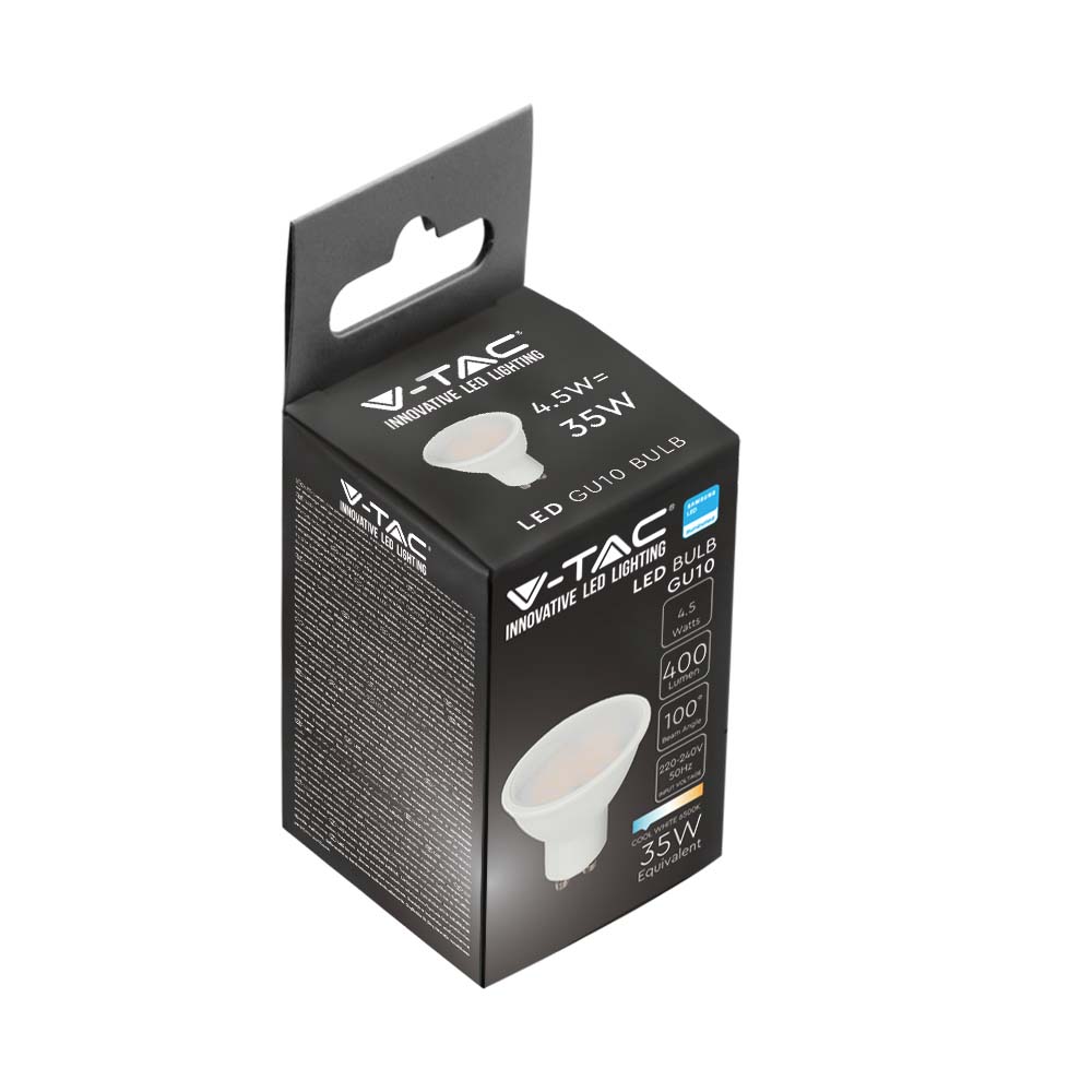4.5W GU10 Żarówka LED / Chip SAMSUNG / Barwa:6400K / Kąt 110' / Trzonek:GU10