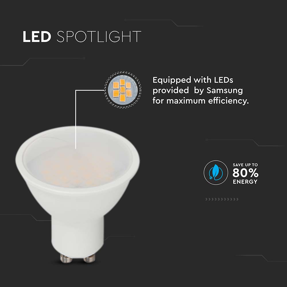 4.5W GU10 Żarówka LED / Chip SAMSUNG / Barwa:6400K / Kąt 110' / Trzonek:GU10