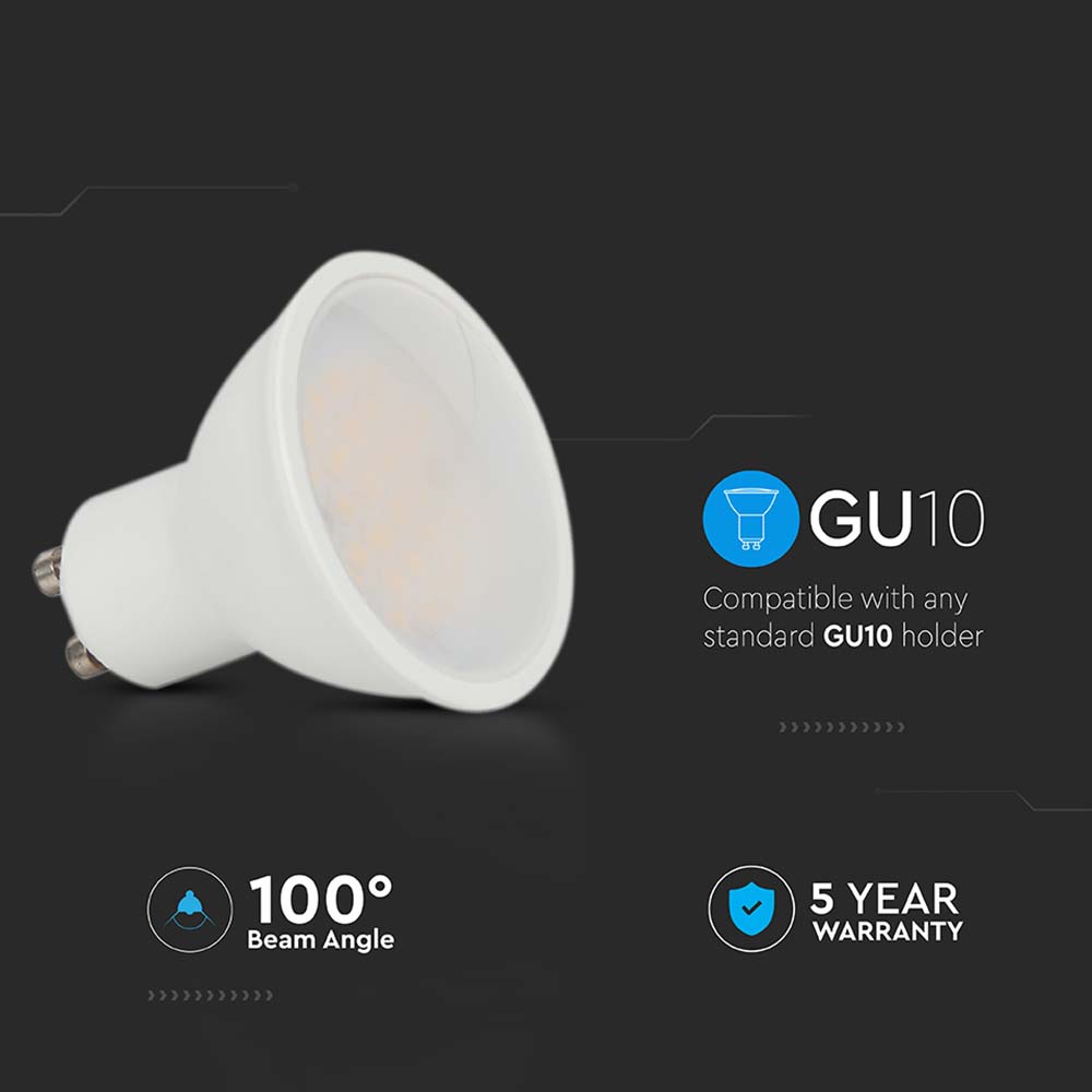 4.5W GU10 Żarówka LED / Chip SAMSUNG / Barwa:6400K / Kąt 110' / Trzonek:GU10