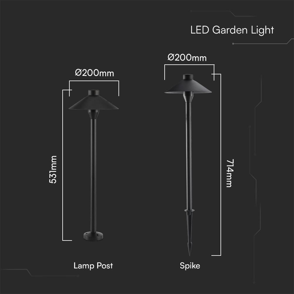 7W Słupek ogrodowy / Chip Samsung / Barwa:3000K / Obudowa: Aluminium / Wysokość: 53cm / IP44 / Kolor: Czarny