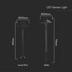 7W Słupek ogrodowy / Chip Samsung / Barwa:3000K / Obudowa: Aluminium / Wysokość: 53cm / IP44 / Kolor: Czarny