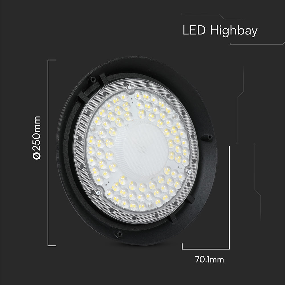 100W Oprawa Highbay VINERO / Chip Samsung / Barwa:4000K / Obudowa: Czarna / 5 Lat gwarancji / Skuteczność 160lm/W